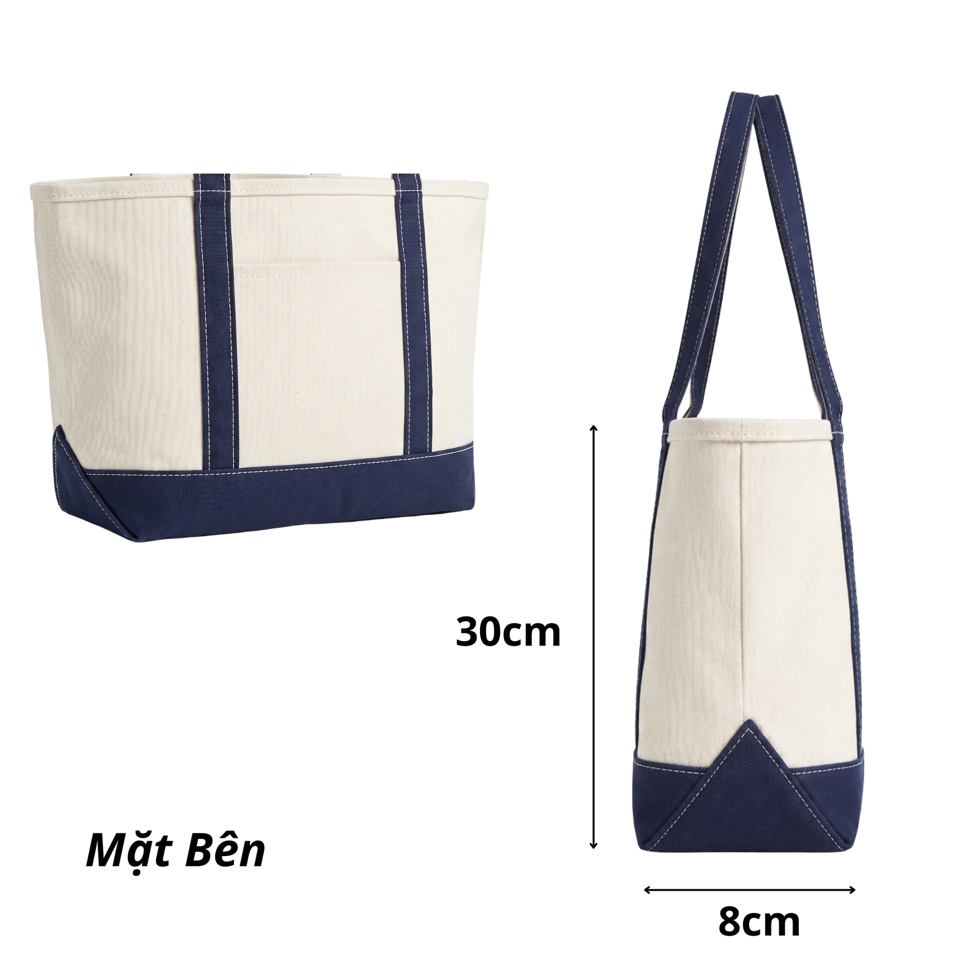 Mặt bên Navy Tote Fen "Too More Rầu"
