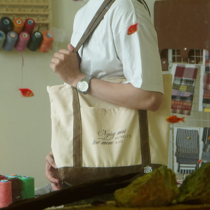 Canvas tote bag nâu tan