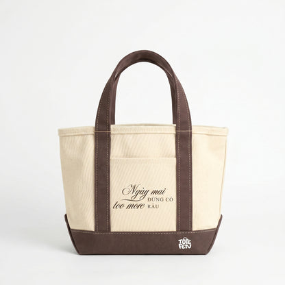 tote canvas nâu mini