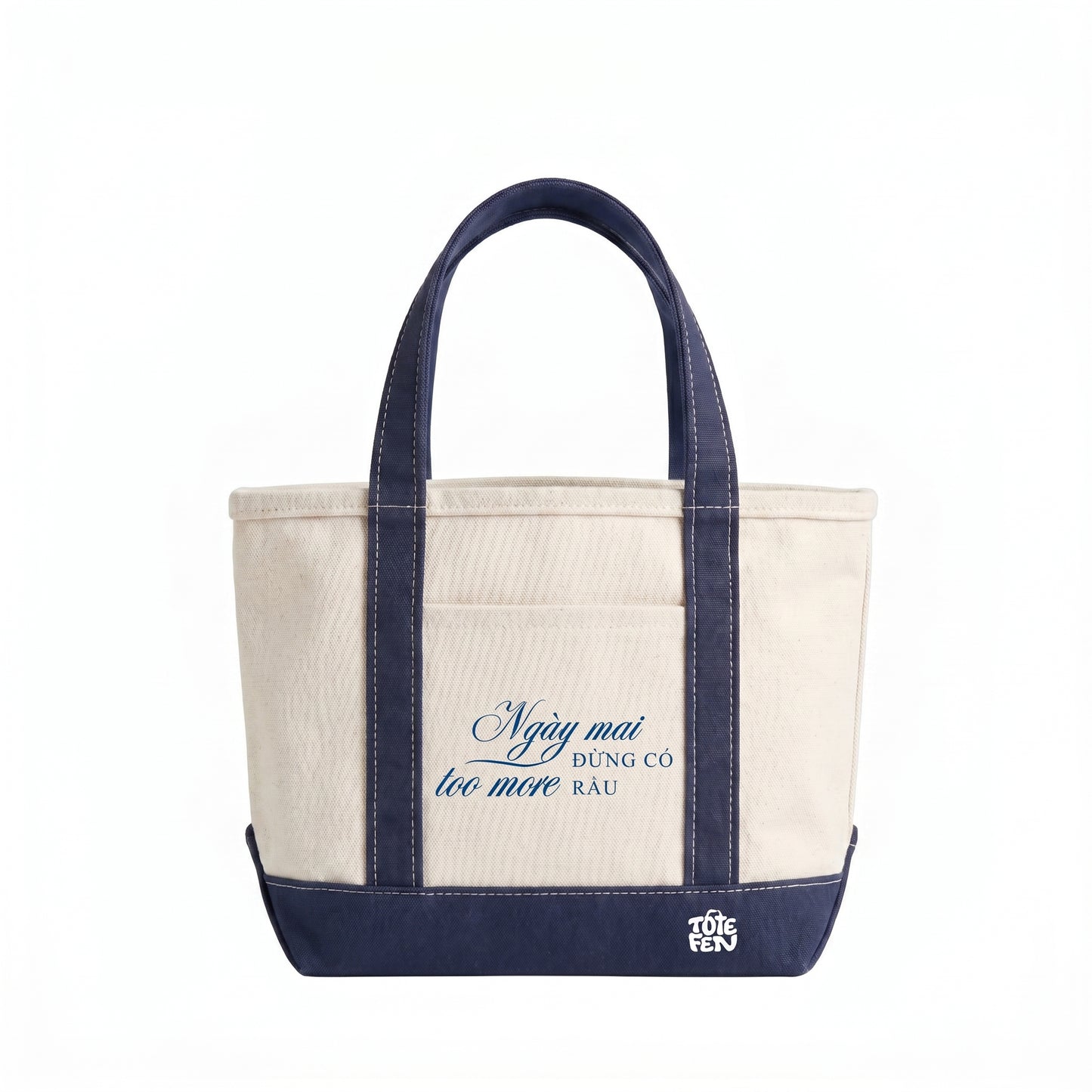 TOTE FEN "Too More Rầu" Navy Box Tote Bag