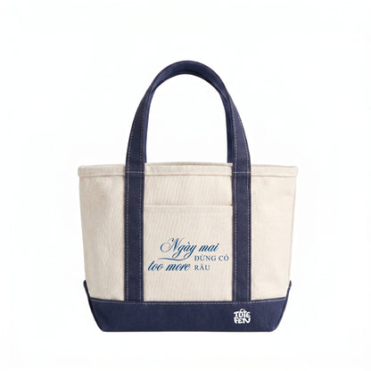 TOTE FEN "Too More Rầu" Navy Box Tote Bag